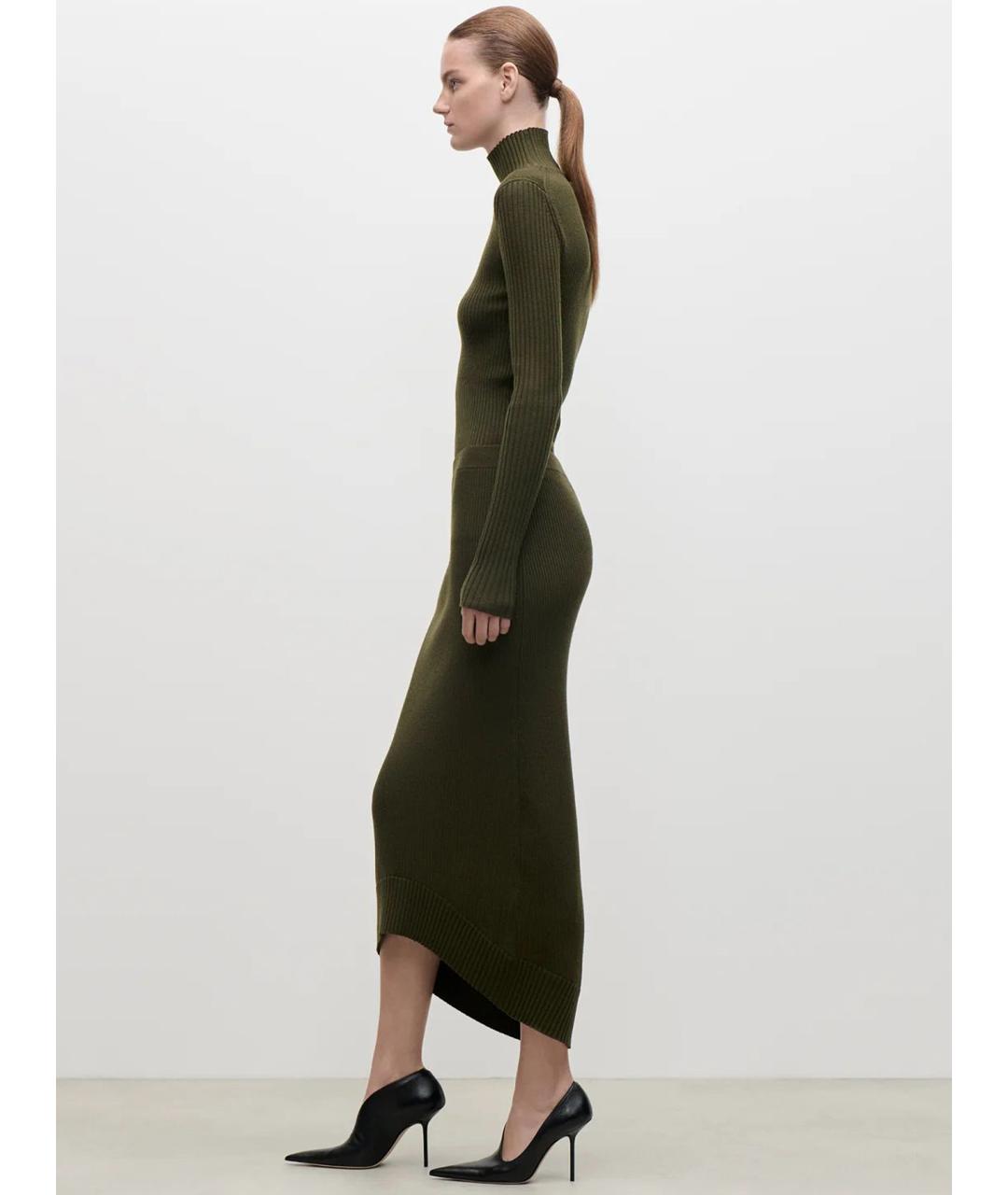 VICTORIA BECKHAM Зеленая шерстяная юбка миди, фото 4