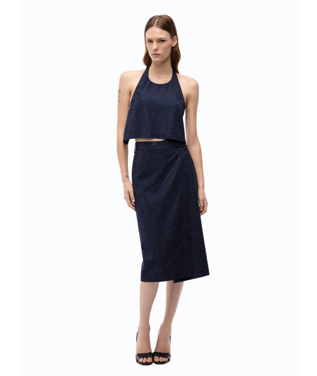 PINKO Синяя полиэстеровая юбка миди, фото 2