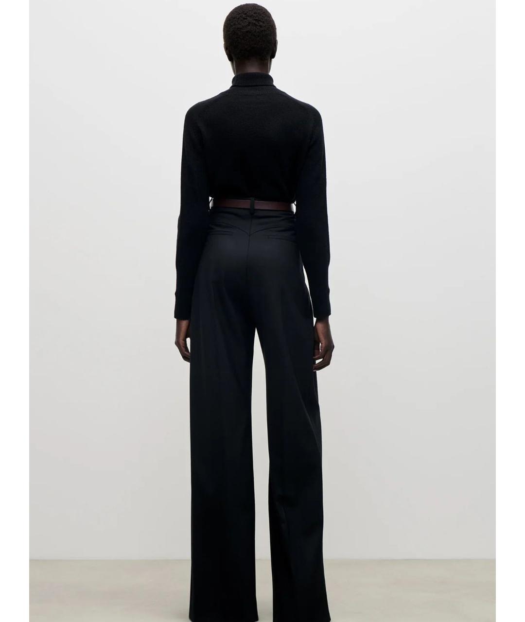 VICTORIA BECKHAM Черные полиэстеровые брюки широкие, фото 4