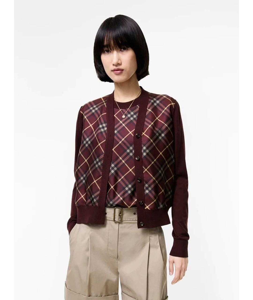 BURBERRY Бордовый шерстяной кардиган, фото 2