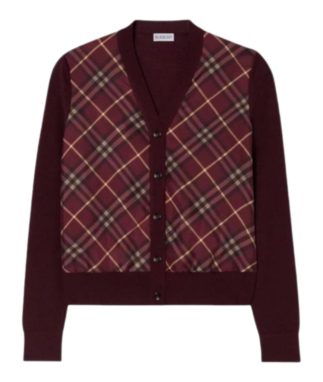 BURBERRY Бордовый шерстяной кардиган, фото 1