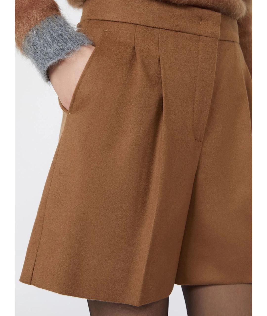 MAX MARA STUDIO Коричневые шерстяные шорты, фото 5