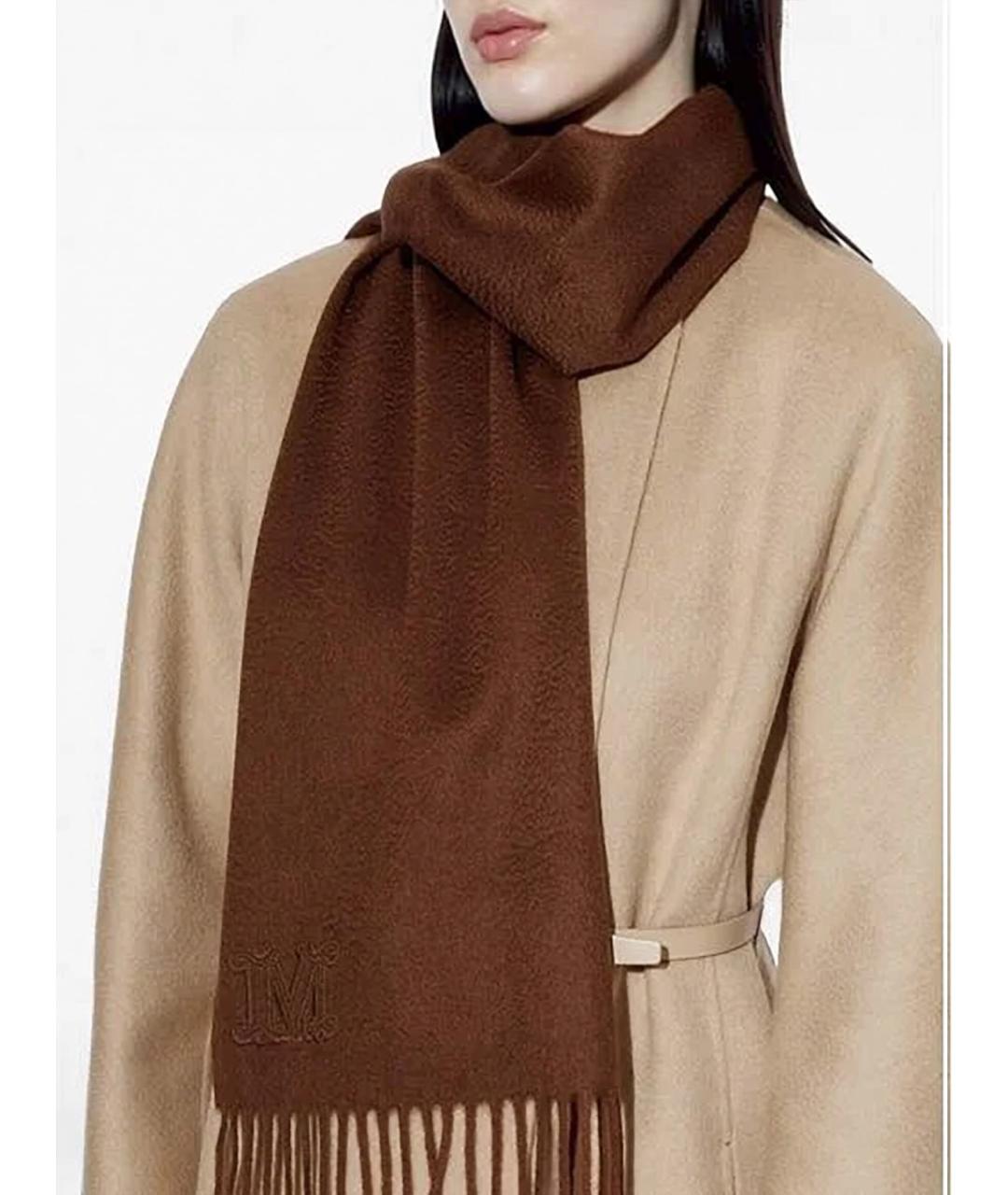 MAX MARA Коричневый кашемировый шарф, фото 2