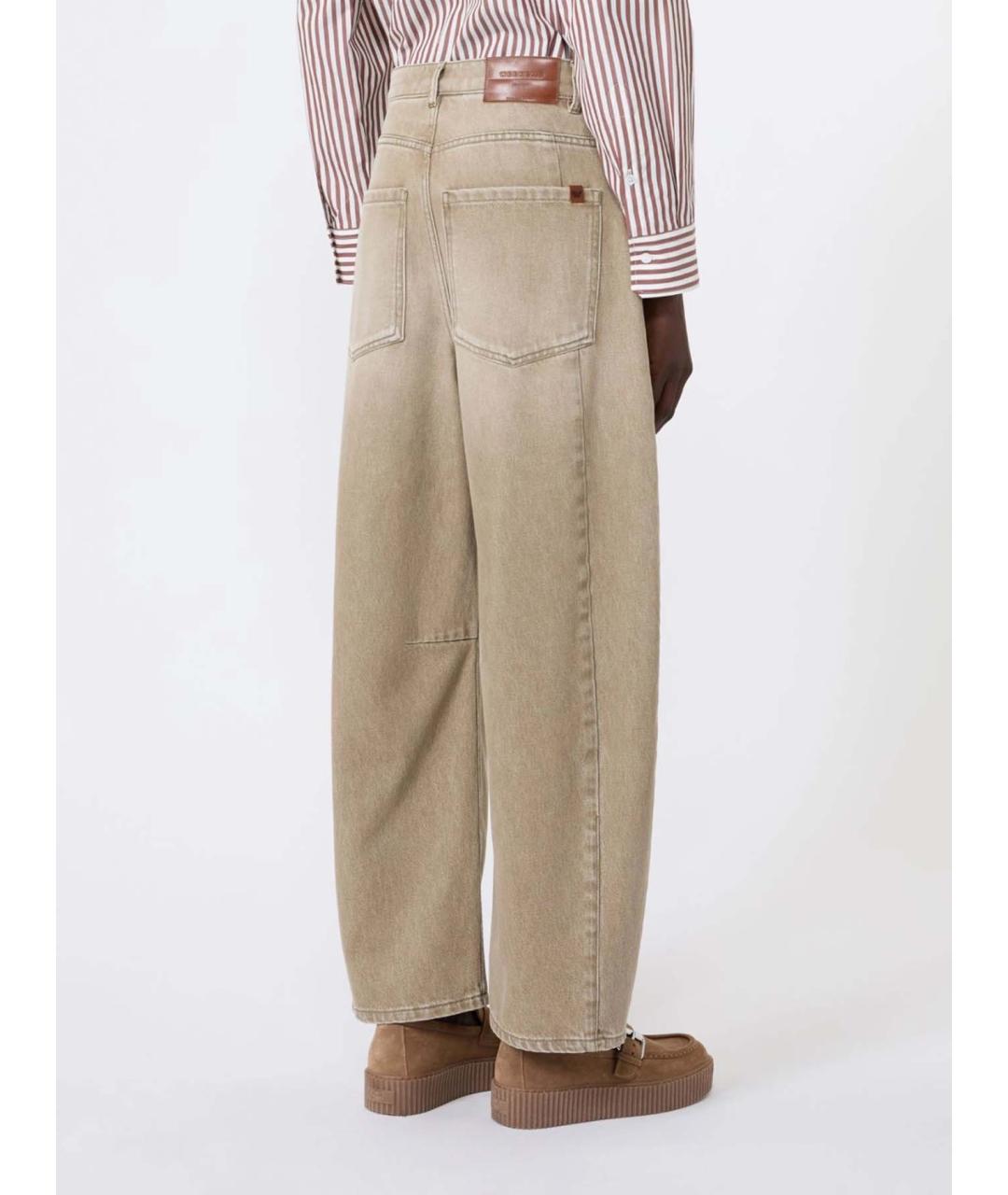 WEEKEND MAX MARA Бежевые хлопковые прямые джинсы, фото 4