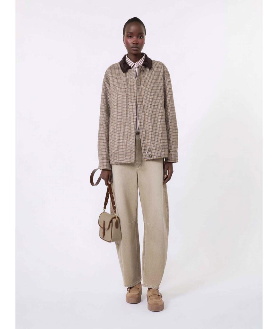 WEEKEND MAX MARA Бежевые хлопковые прямые джинсы, фото 2