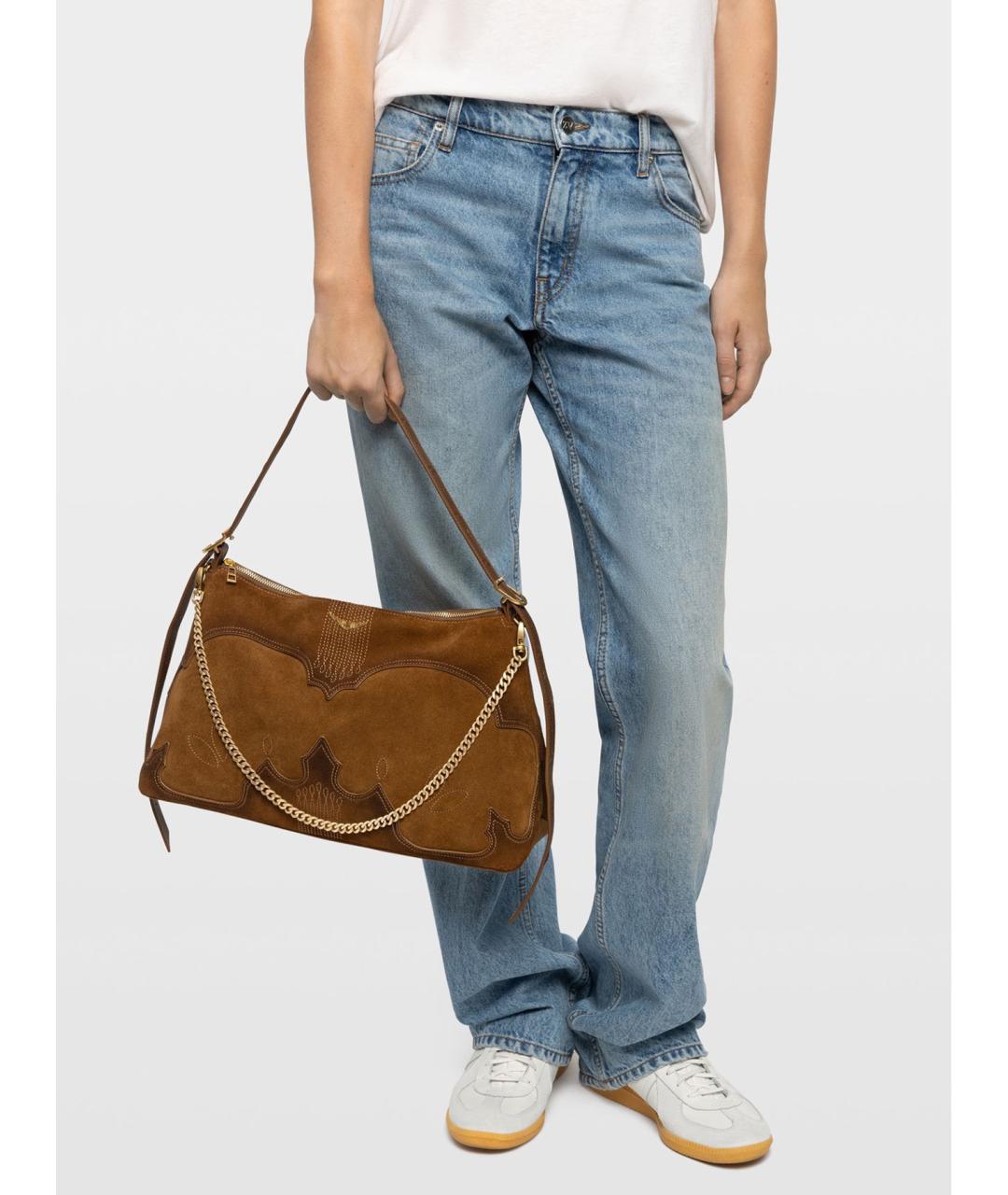 ZADIG & VOLTAIRE Коричневая замшевая сумка через плечо, фото 3