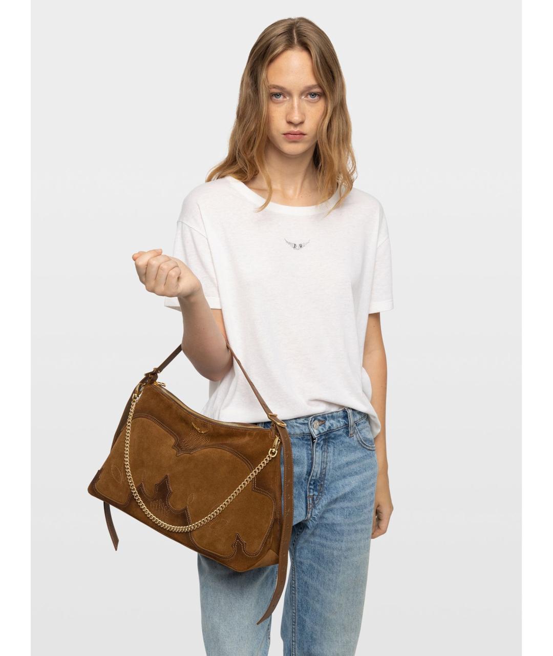 ZADIG & VOLTAIRE Коричневая замшевая сумка через плечо, фото 2
