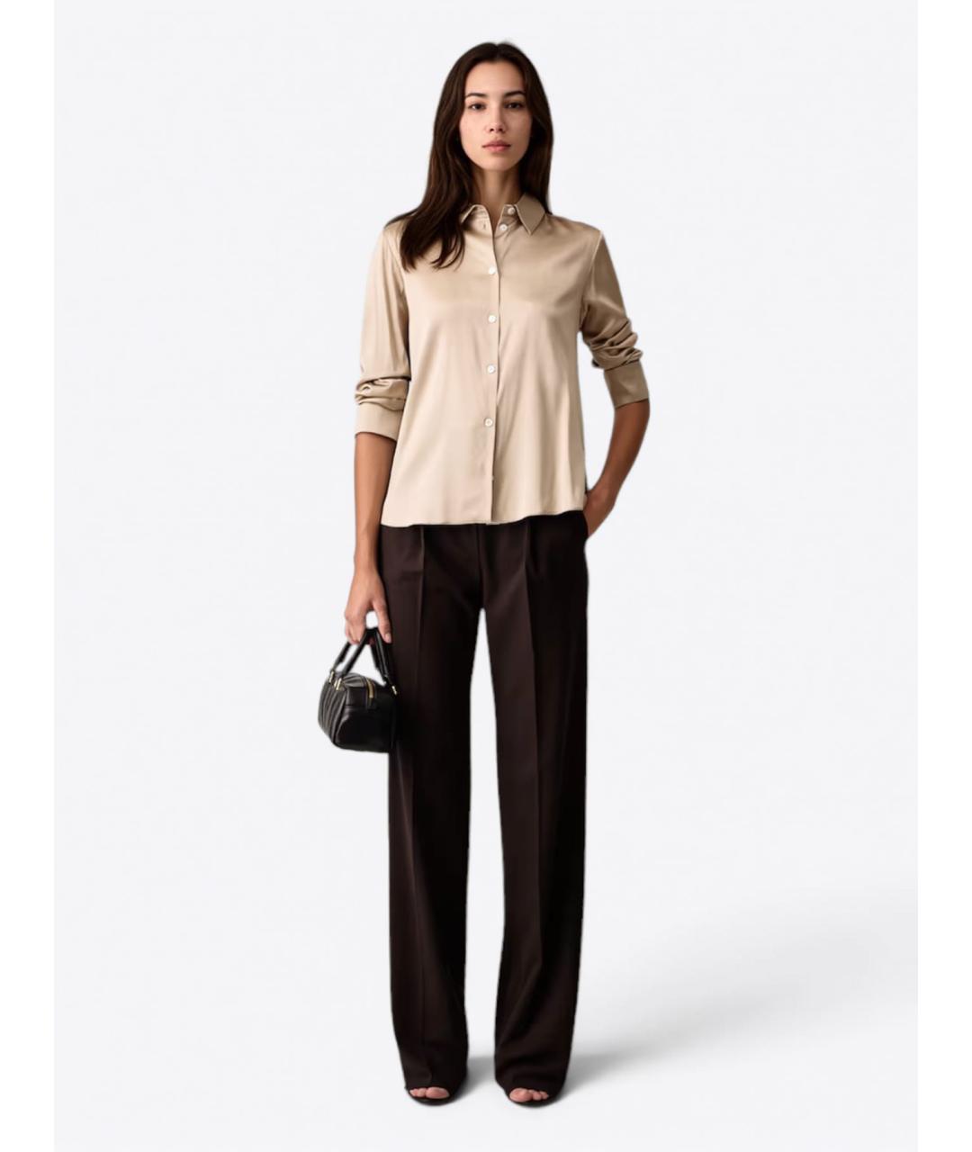 MAX MARA STUDIO Бежевая шелковая рубашка, фото 5