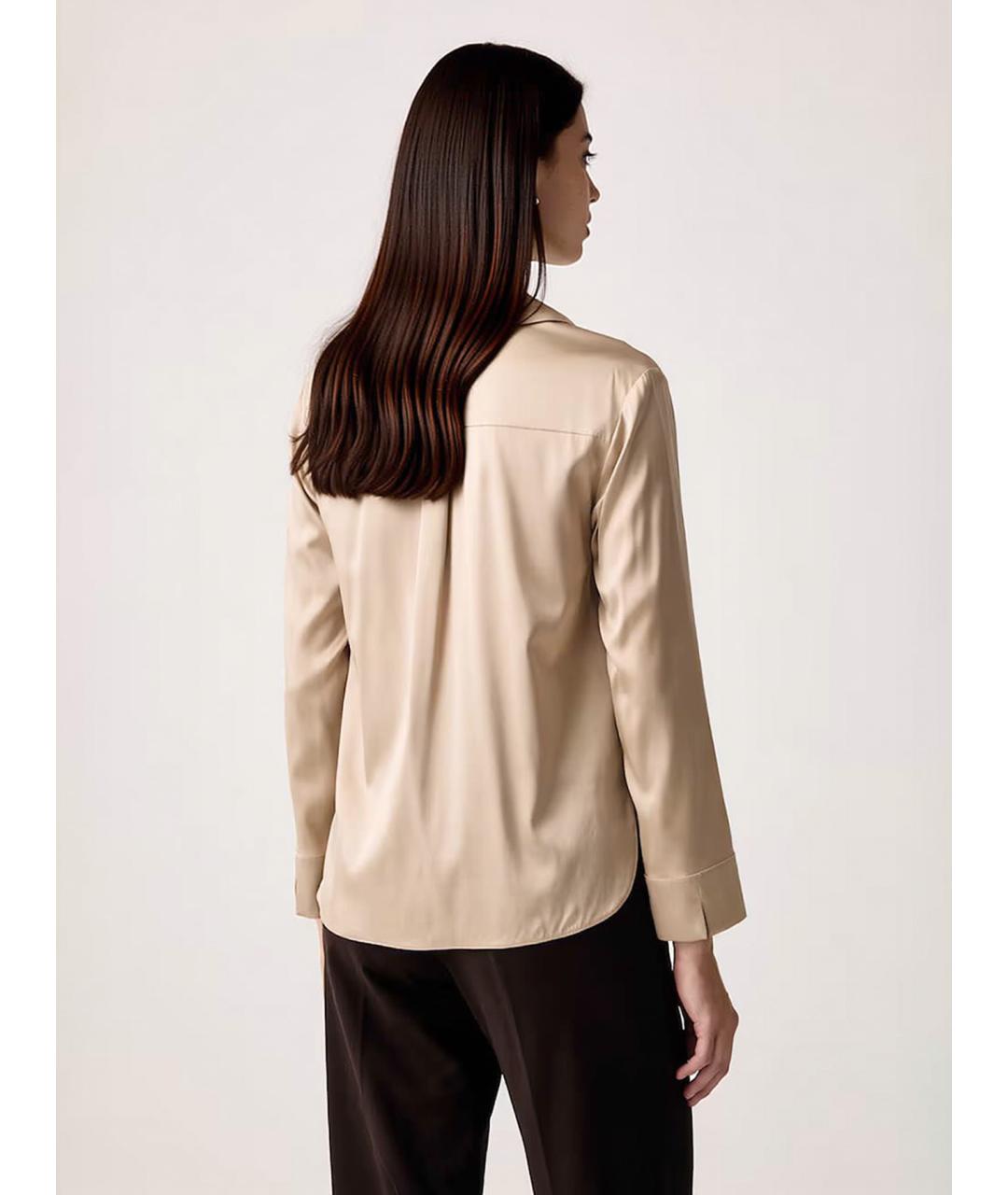 MAX MARA STUDIO Бежевая шелковая рубашка, фото 3