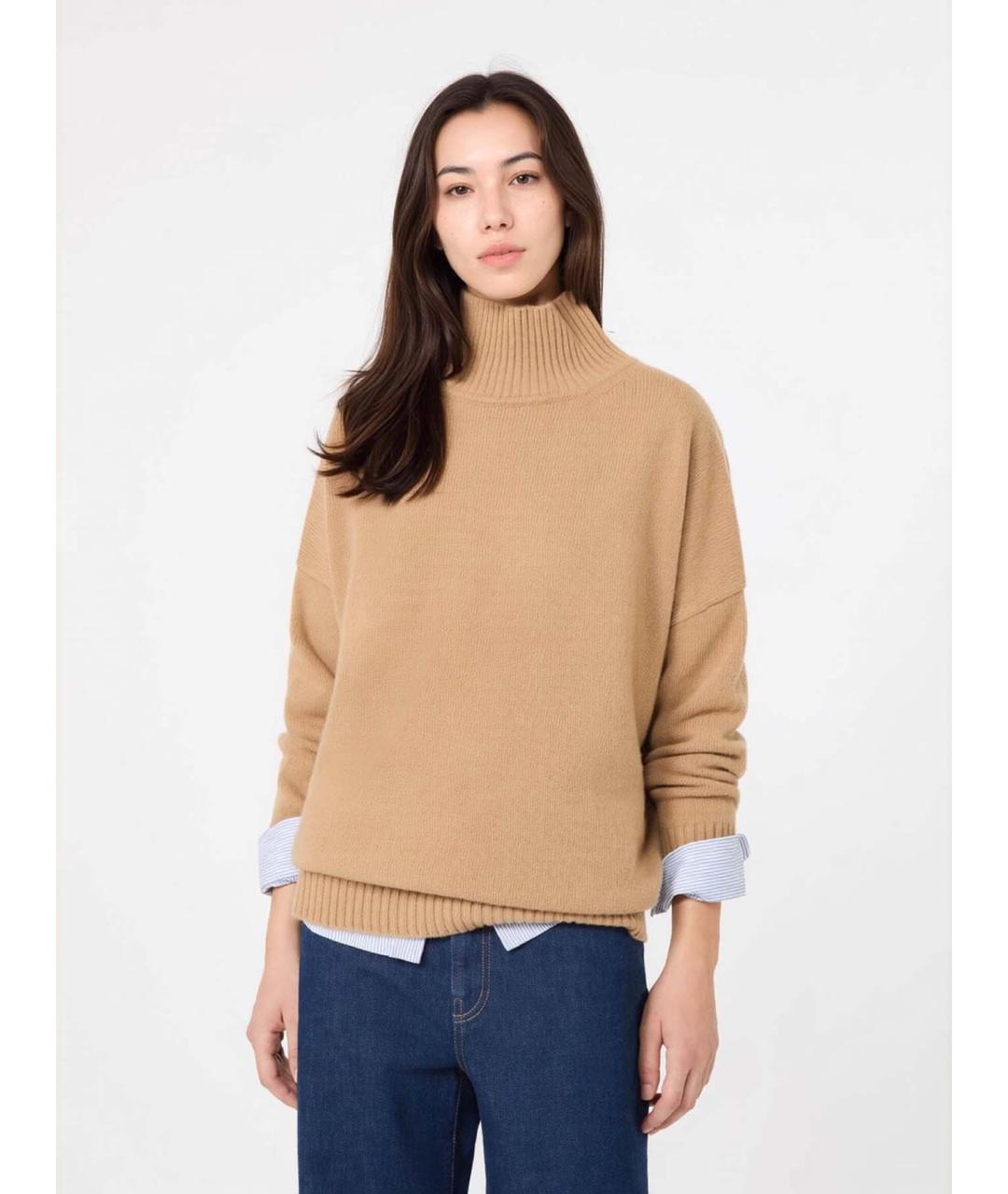 WEEKEND MAX MARA Бежевая шерстяная водолазка, фото 5