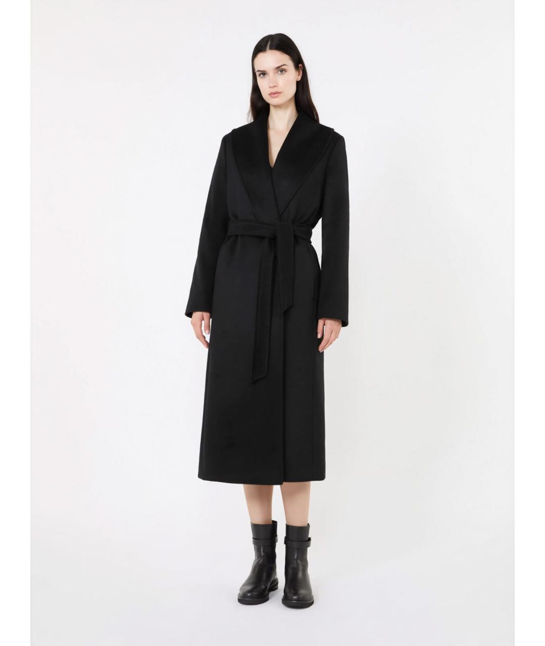 MAX MARA STUDIO Черное шерстяное пальто, фото 3