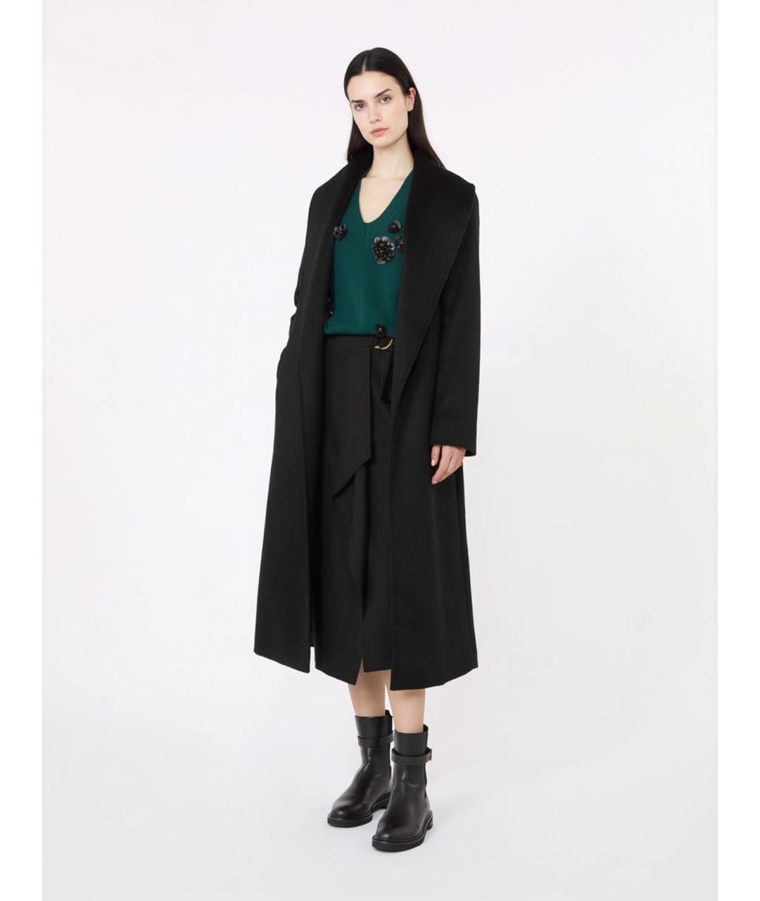 MAX MARA STUDIO Черное шерстяное пальто, фото 2