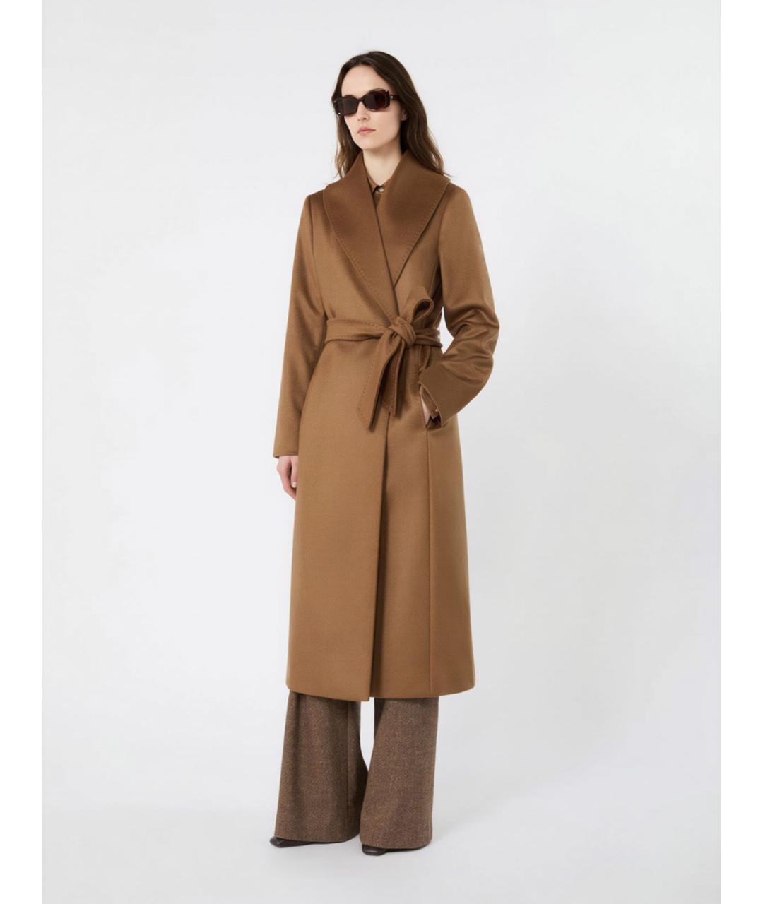 MAX MARA STUDIO Коричневое кашемировое пальто, фото 2