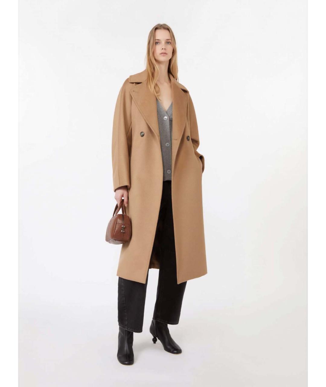 WEEKEND MAX MARA Бежевое шерстяное пальто, фото 2