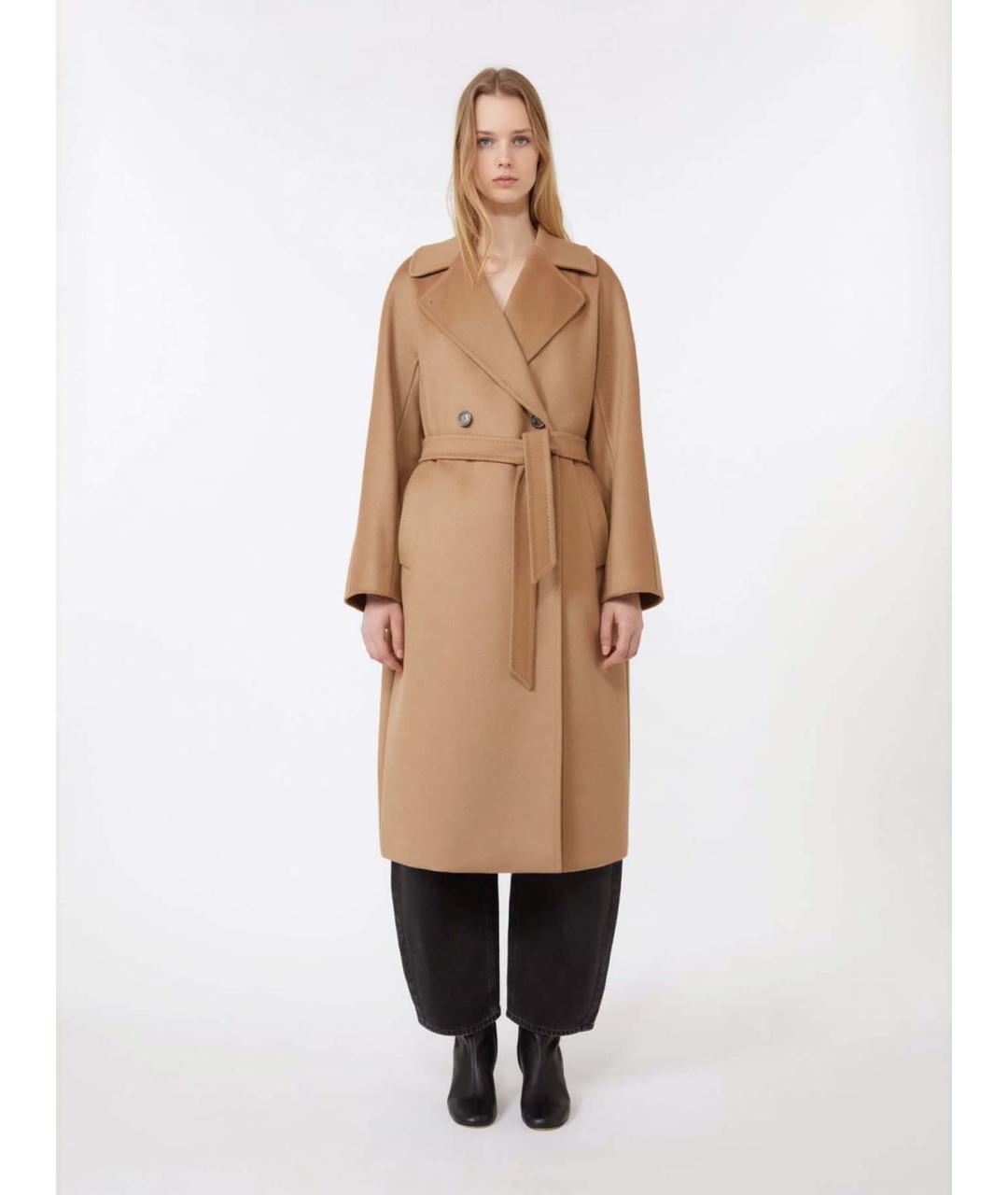 WEEKEND MAX MARA Бежевое шерстяное пальто, фото 3