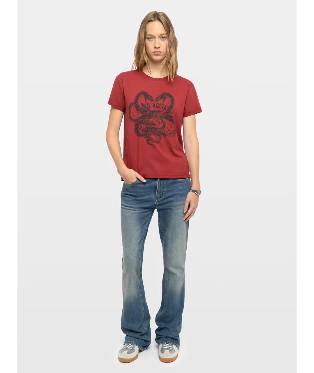 ZADIG & VOLTAIRE Красная хлопковая футболка, фото 2