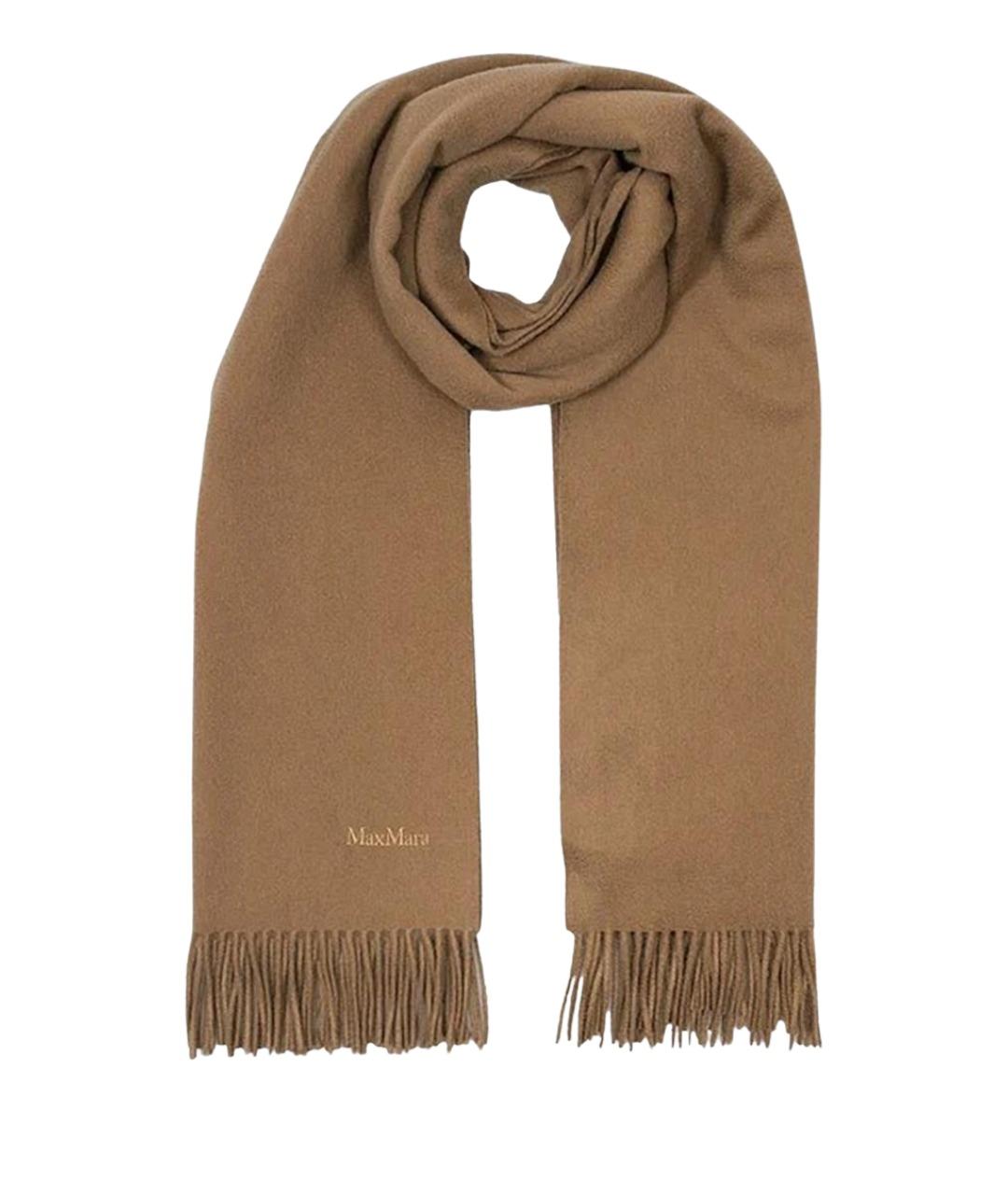 MAX MARA Коричневый кашемировый шарф, фото 1