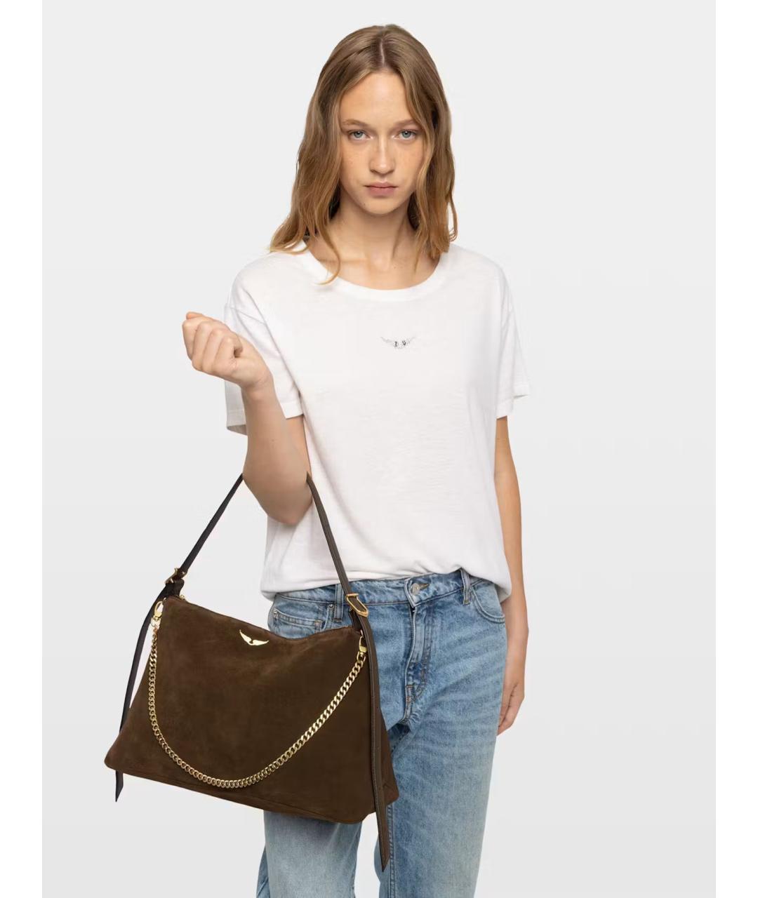 ZADIG & VOLTAIRE Коричневая кожаная сумка через плечо, фото 4