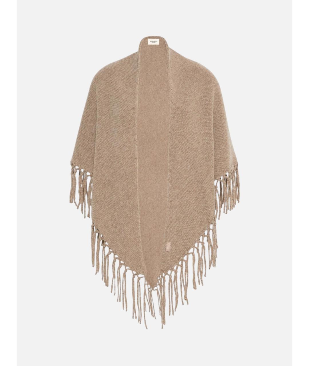 WEEKEND MAX MARA Коричневый шерстяной шарф, фото 6