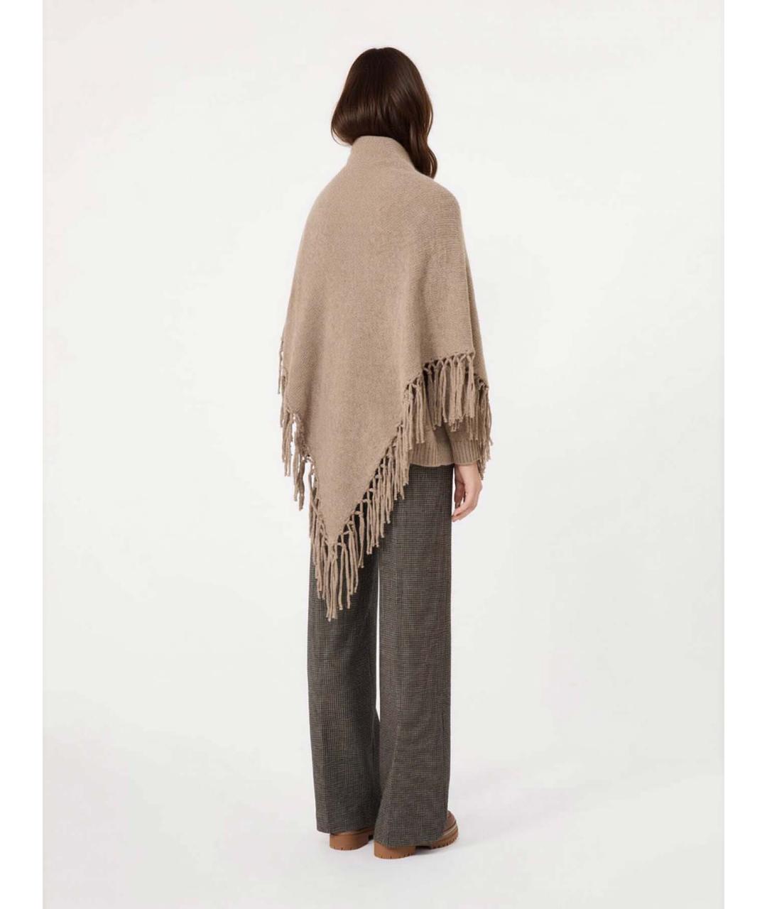 WEEKEND MAX MARA Коричневый шерстяной шарф, фото 4