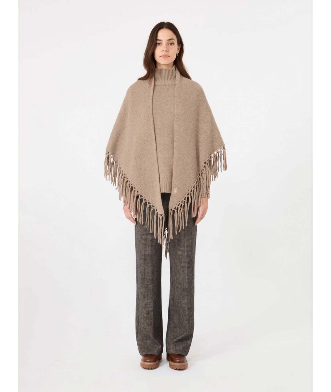 WEEKEND MAX MARA Коричневый шерстяной шарф, фото 3