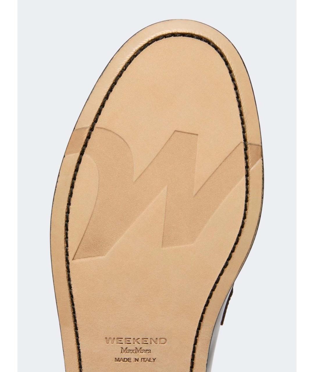 WEEKEND MAX MARA Черные кожаные мокасины, фото 4