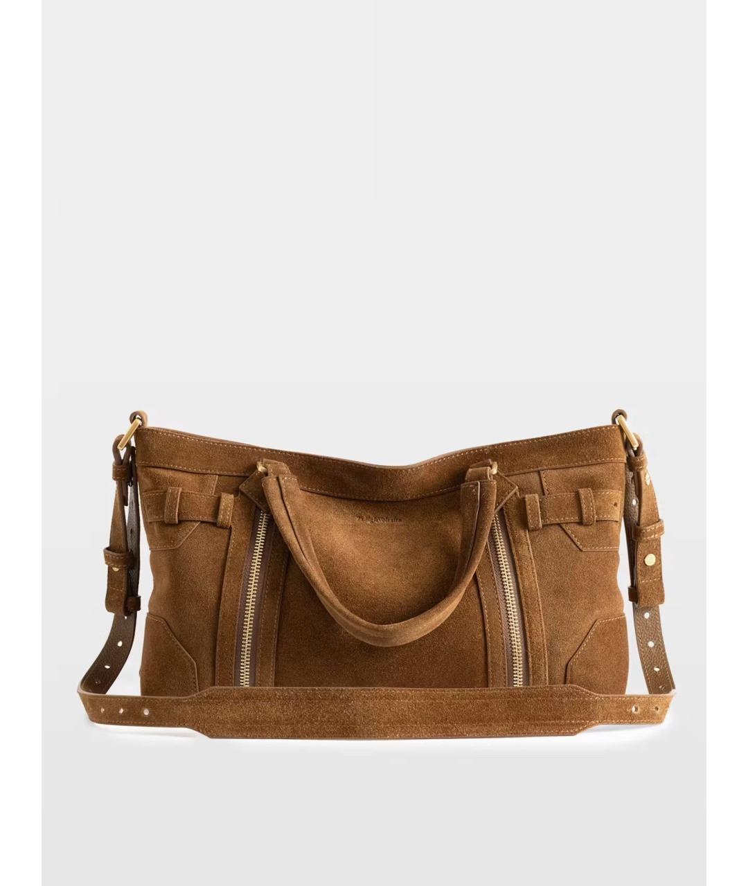 ZADIG & VOLTAIRE Коричневая замшевая сумка тоут, фото 4