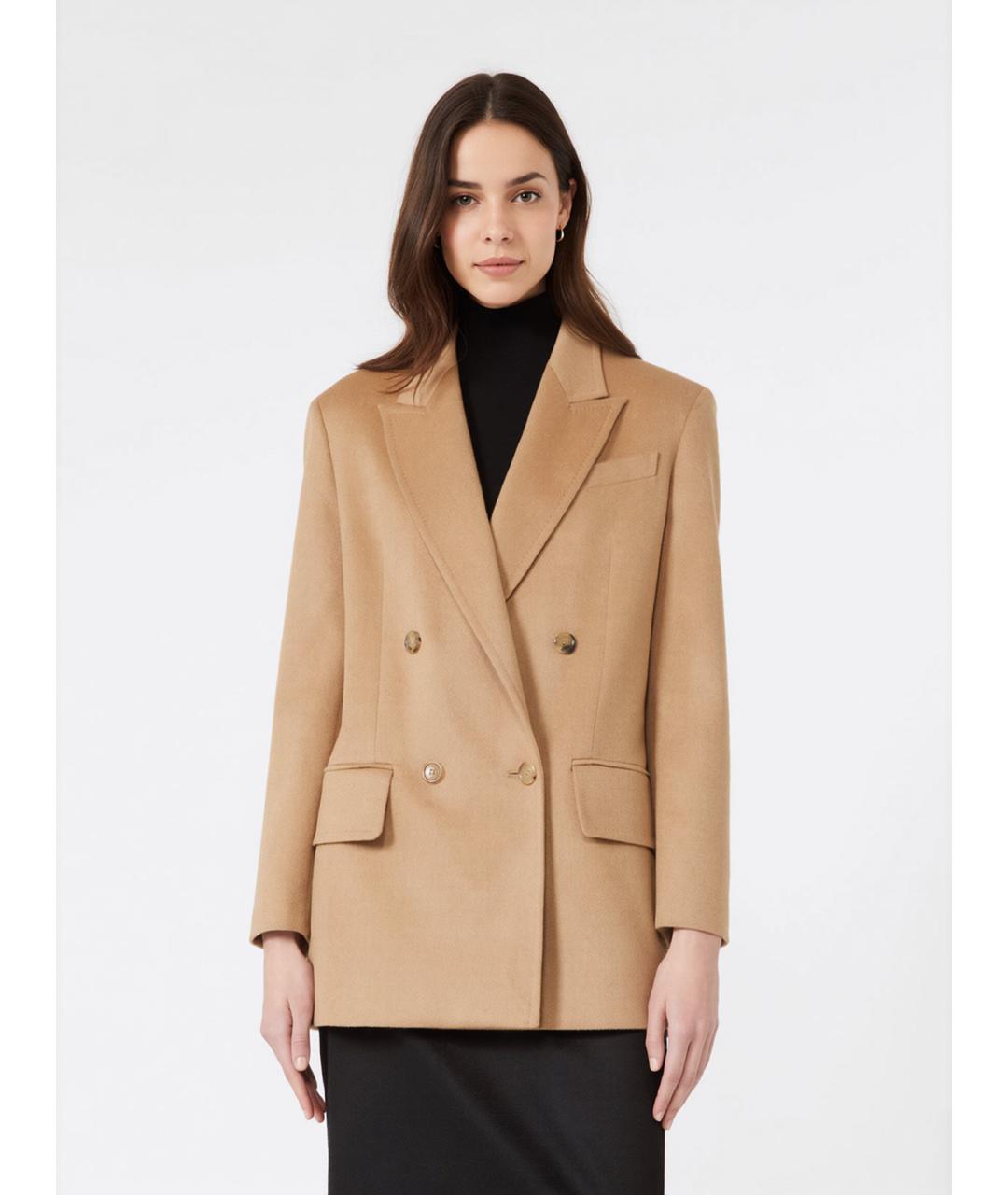 MAX MARA Бежевый шерстяной жакет/пиджак, фото 3
