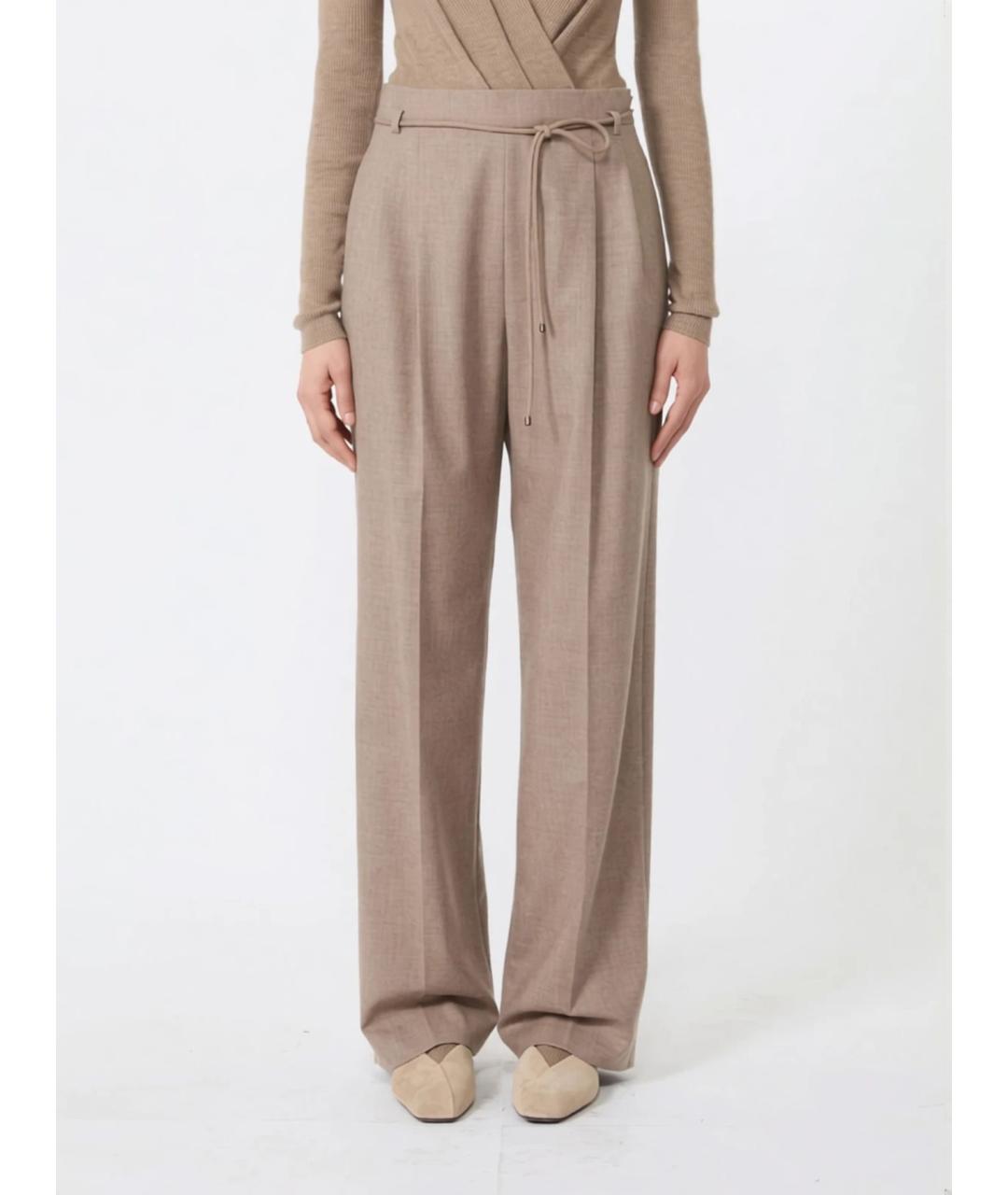 MAX MARA Бежевые кашемировые брюки широкие, фото 2