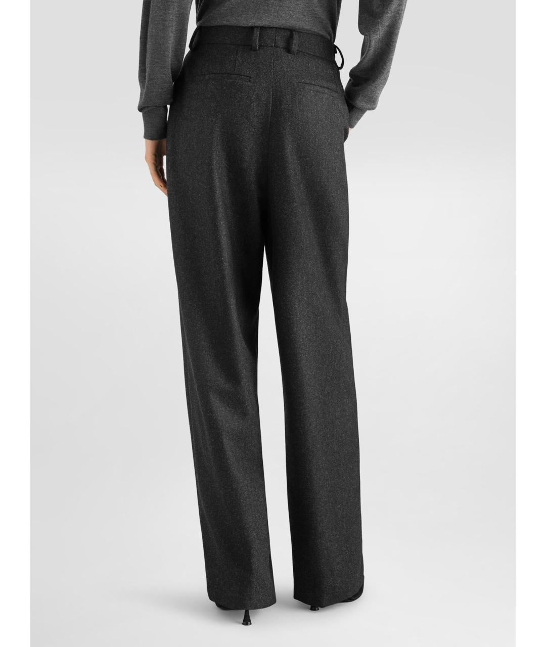 DOLCE&GABBANA Черные шерстяные прямые брюки, фото 4
