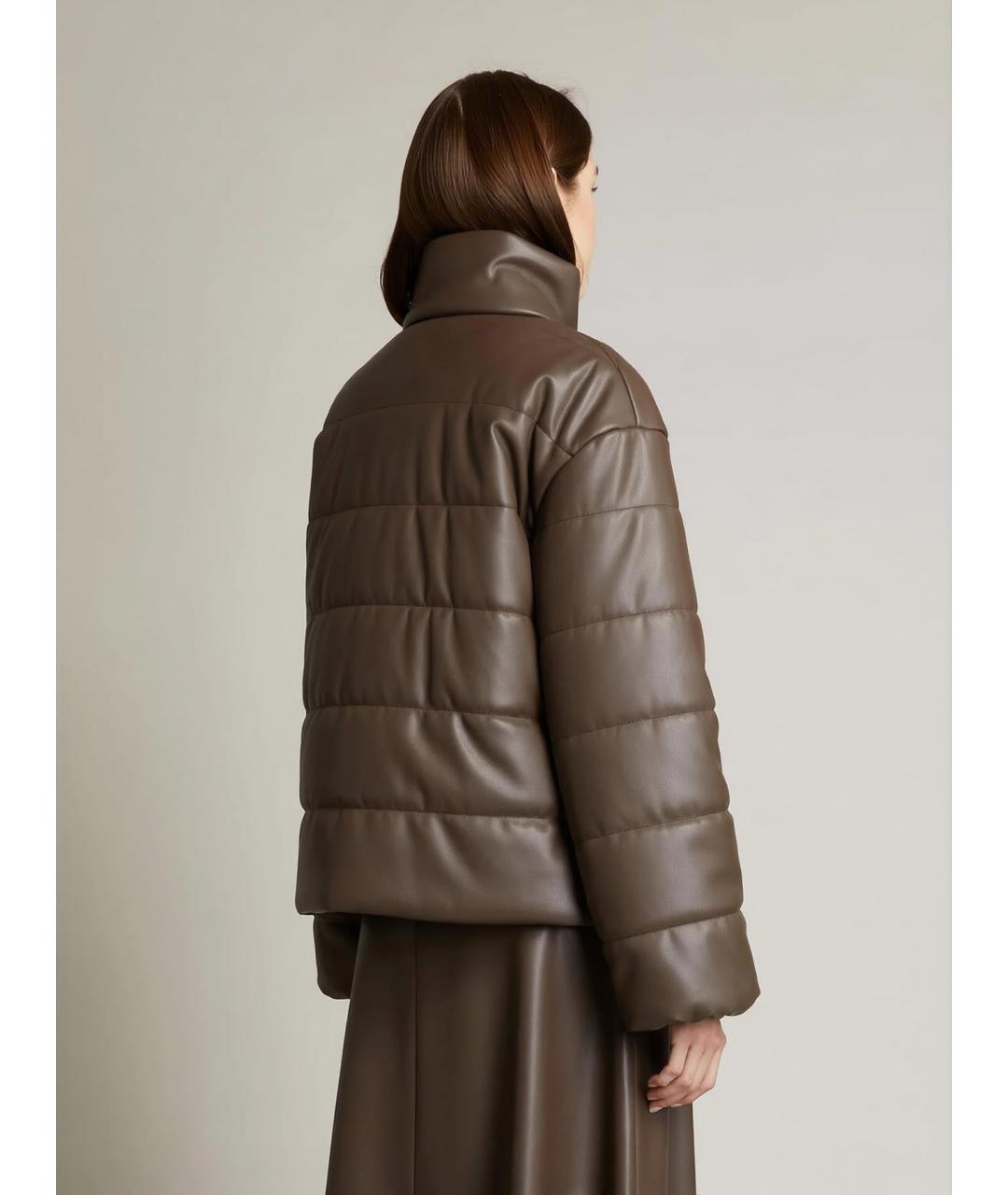 MAX MARA STUDIO Коричневый полиэстеровый пуховик, фото 3