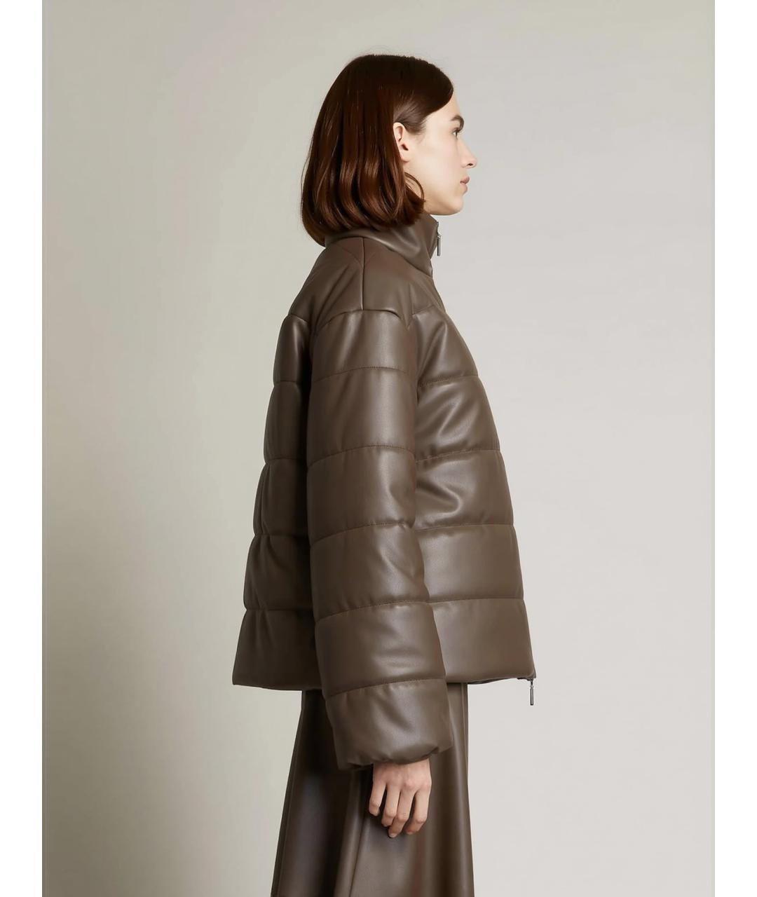 MAX MARA STUDIO Коричневый полиэстеровый пуховик, фото 2