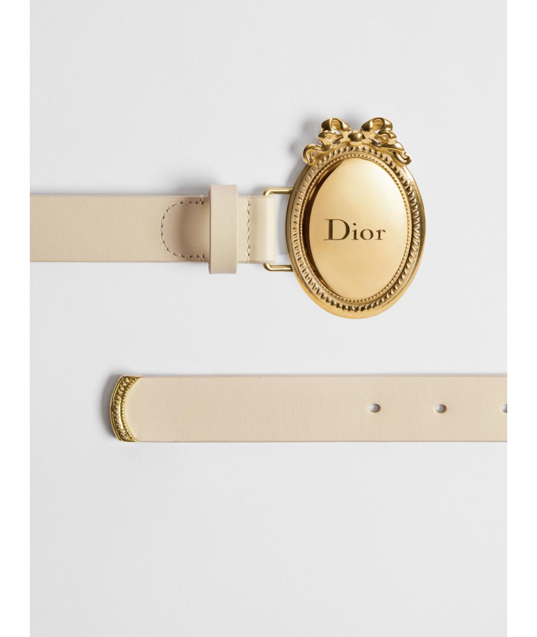 CHRISTIAN DIOR Белый кожаный ремень, фото 2