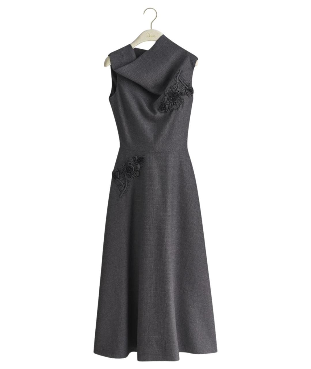 CHRISTIAN DIOR Серое шерстяное повседневное платье, фото 1