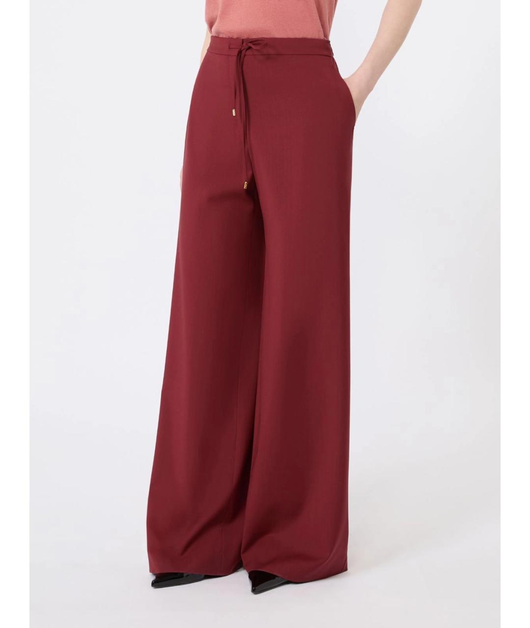 MAX MARA STUDIO Бордовые шерстяные брюки широкие, фото 3