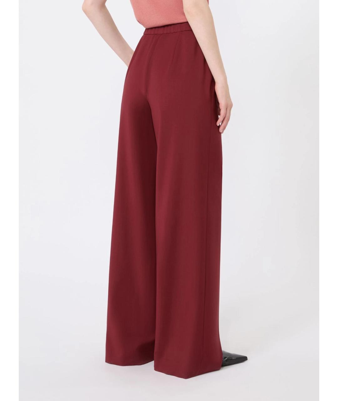 MAX MARA STUDIO Бордовые шерстяные брюки широкие, фото 4