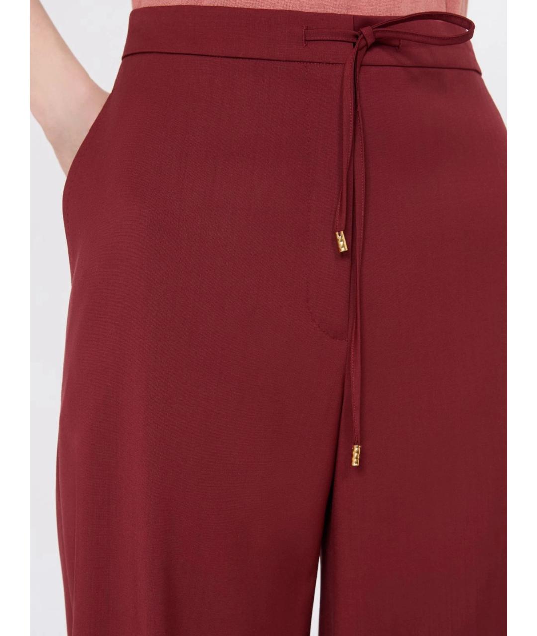 MAX MARA STUDIO Бордовые шерстяные брюки широкие, фото 5