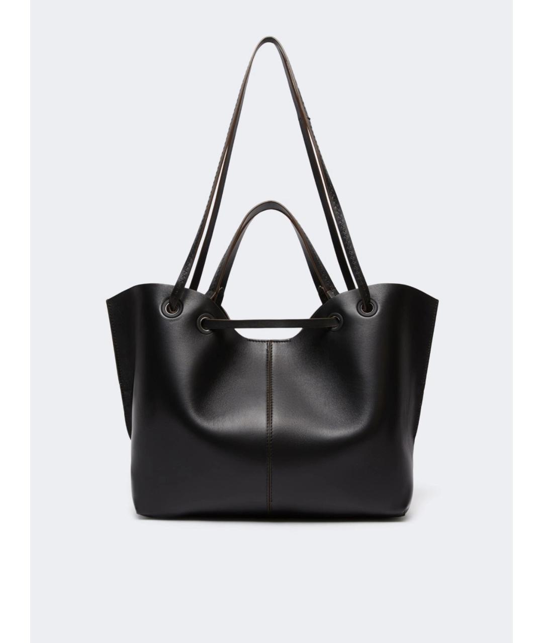 MAX MARA Черная кожаная сумка тоут, фото 2