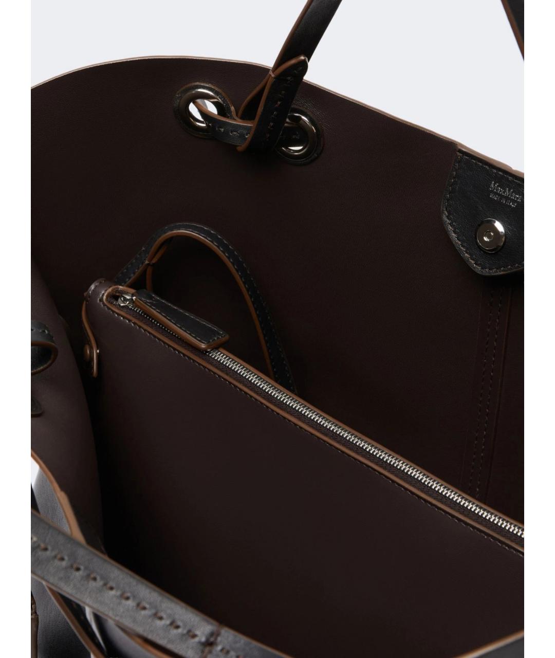 MAX MARA Черная кожаная сумка тоут, фото 4
