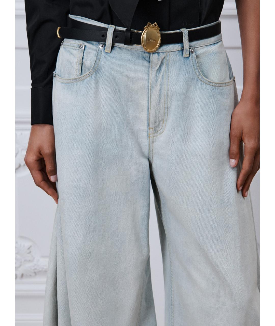 CHRISTIAN DIOR Голубые хлопковые прямые джинсы, фото 3