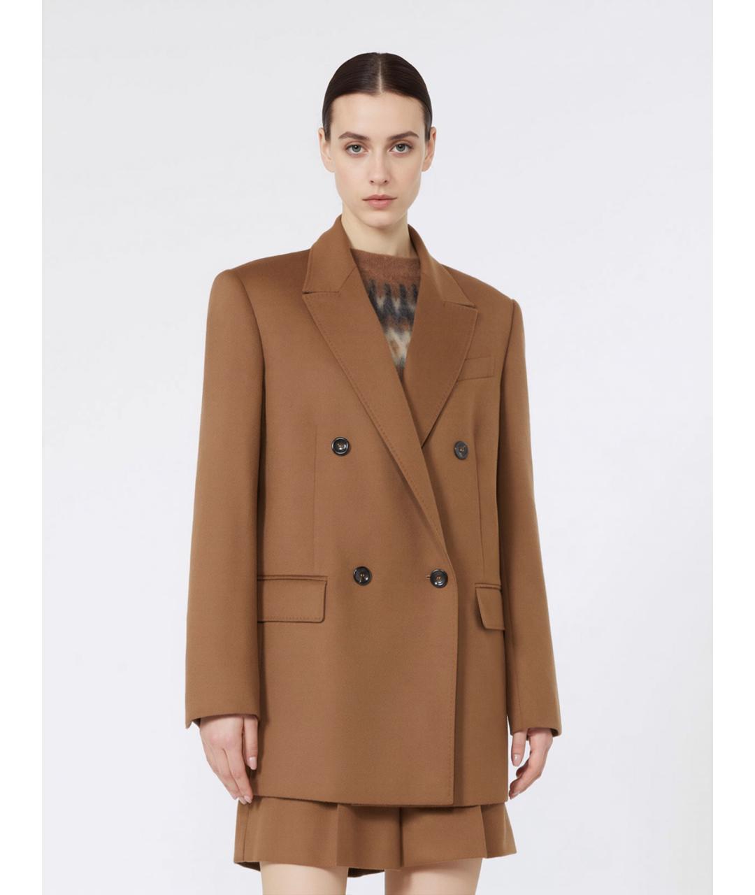 MAX MARA STUDIO Коричневый шерстяной жакет/пиджак, фото 3