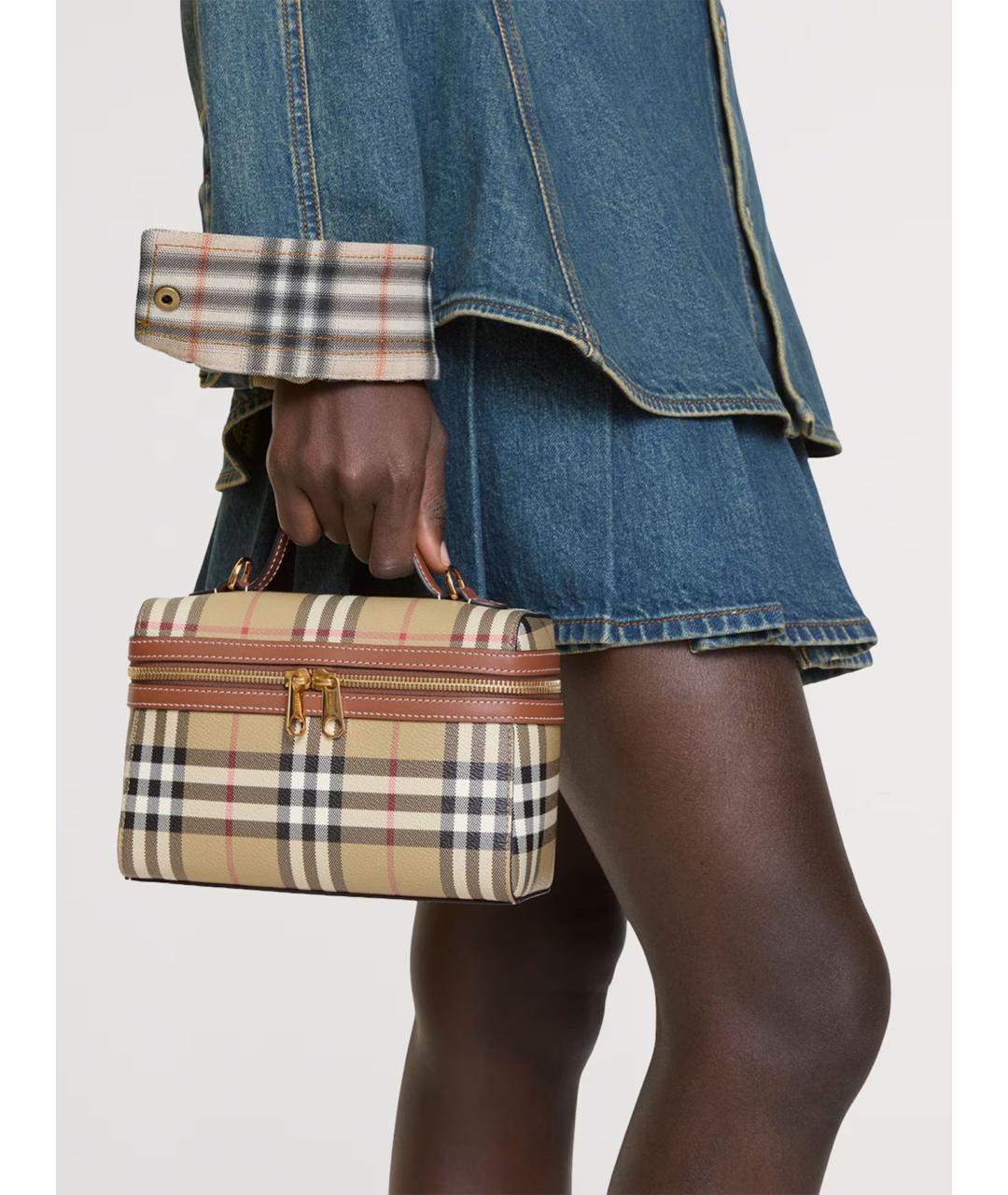 BURBERRY Бежевая сумка через плечо из канвы, фото 4