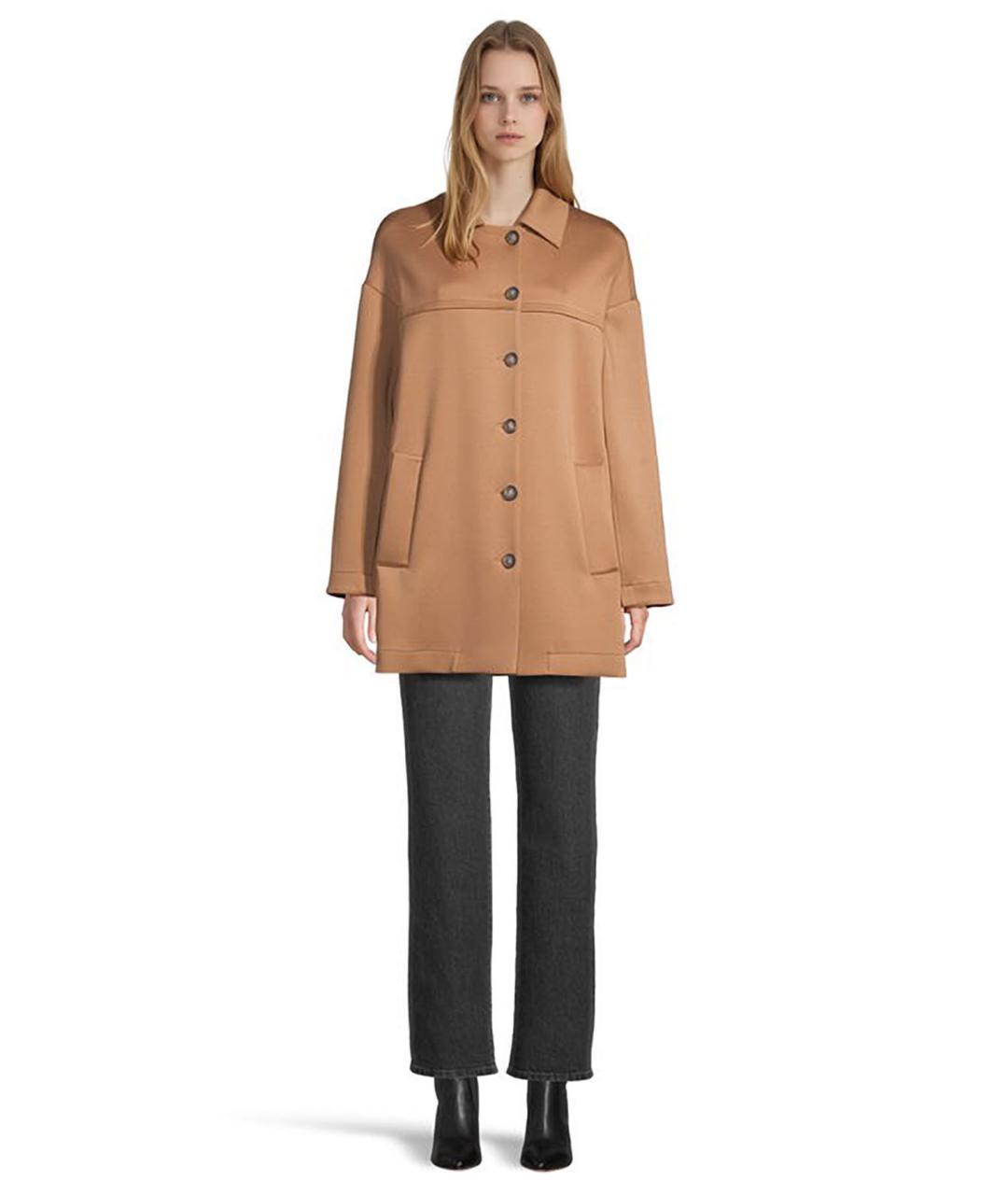 MAX MARA STUDIO Бежевое полиэстеровое пальто, фото 4