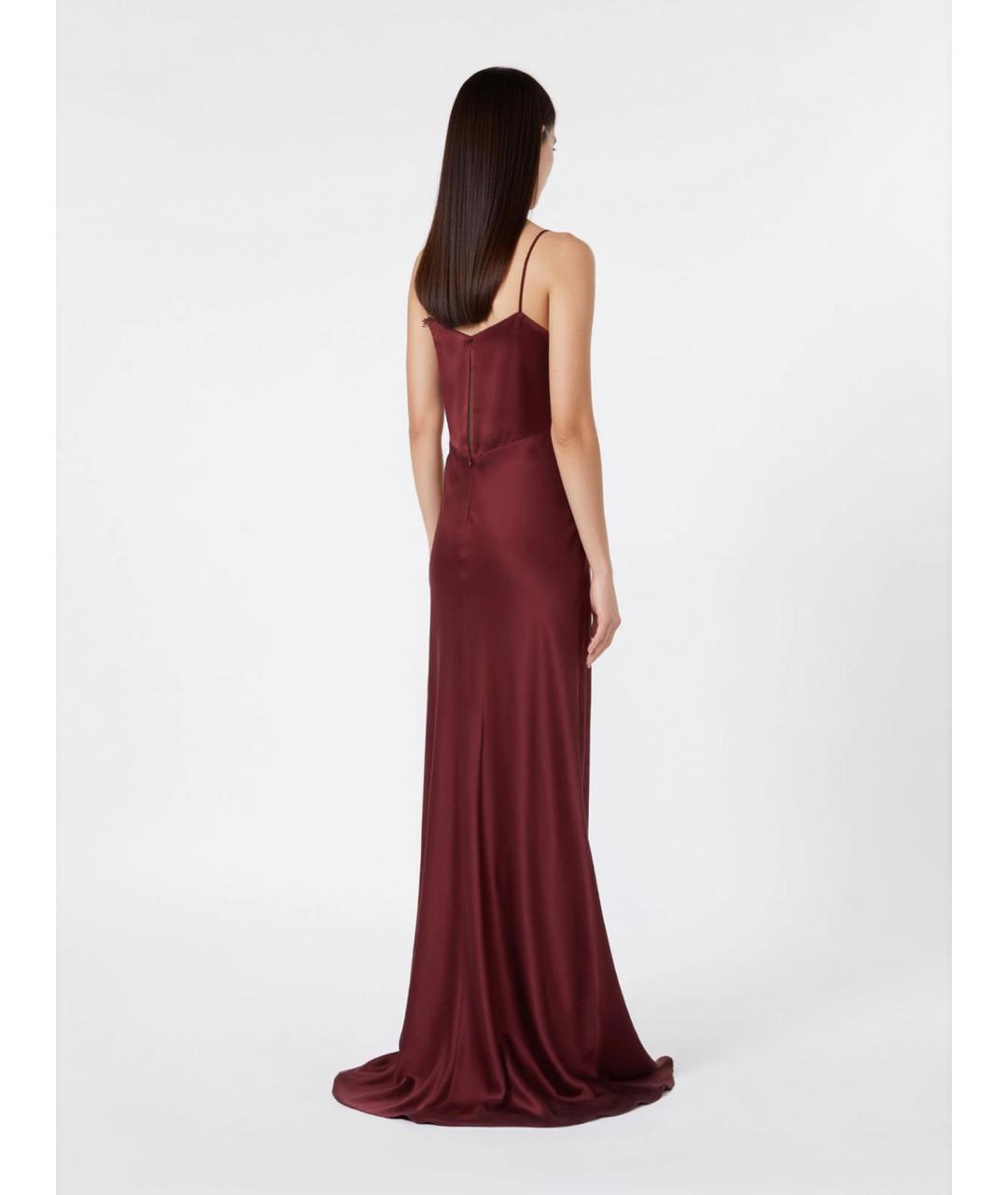 MAX MARA Бордовое шелковое платье, фото 3