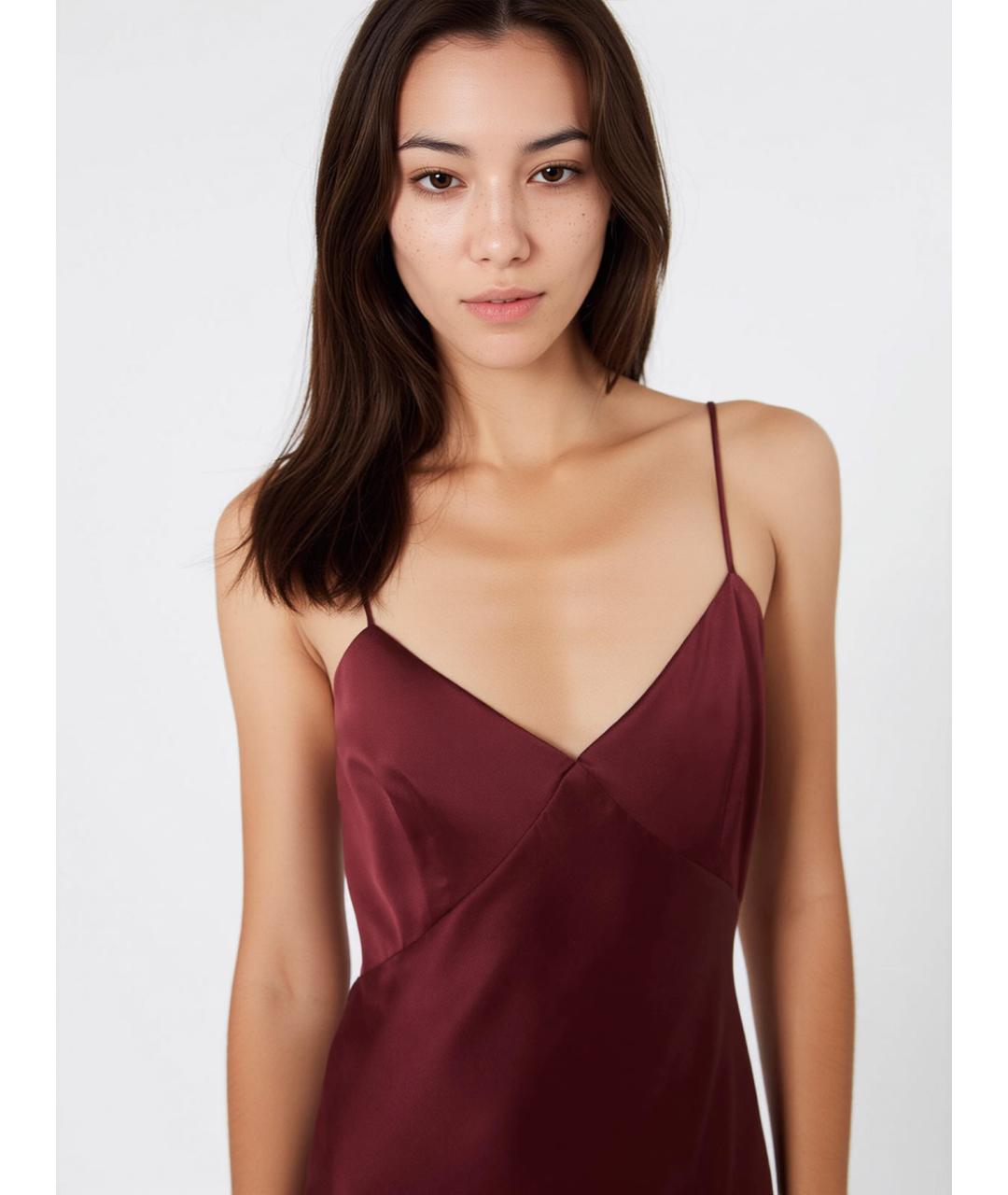 MAX MARA Бордовое шелковое платье, фото 4