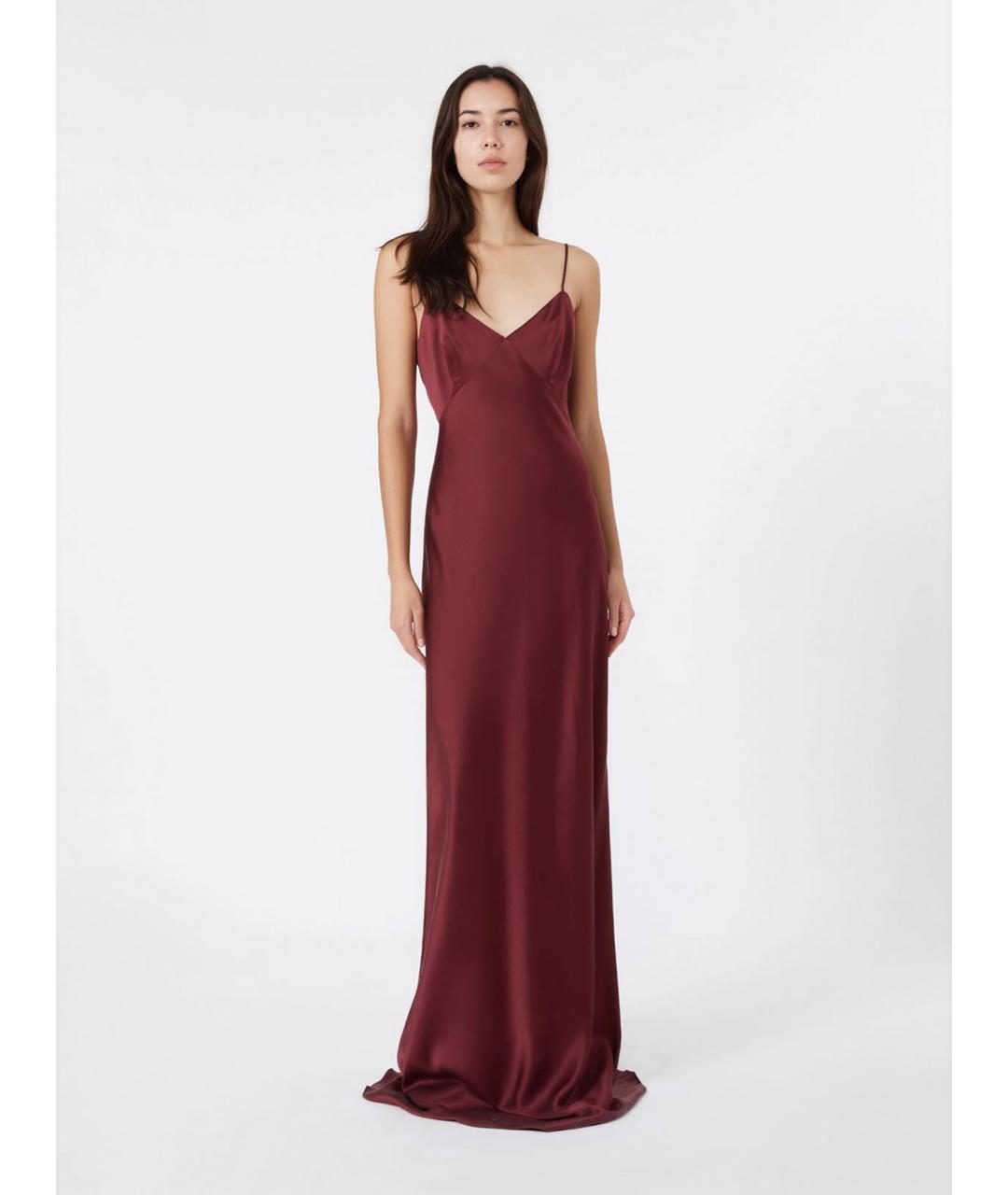 MAX MARA Бордовое шелковое платье, фото 2
