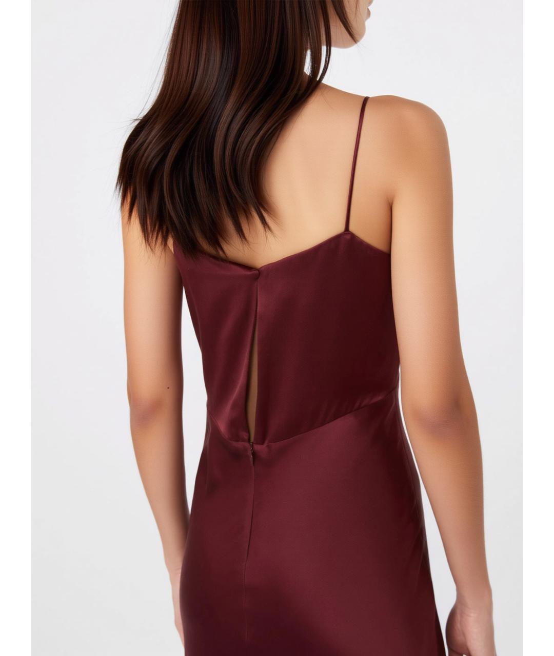 MAX MARA Бордовое шелковое платье, фото 5