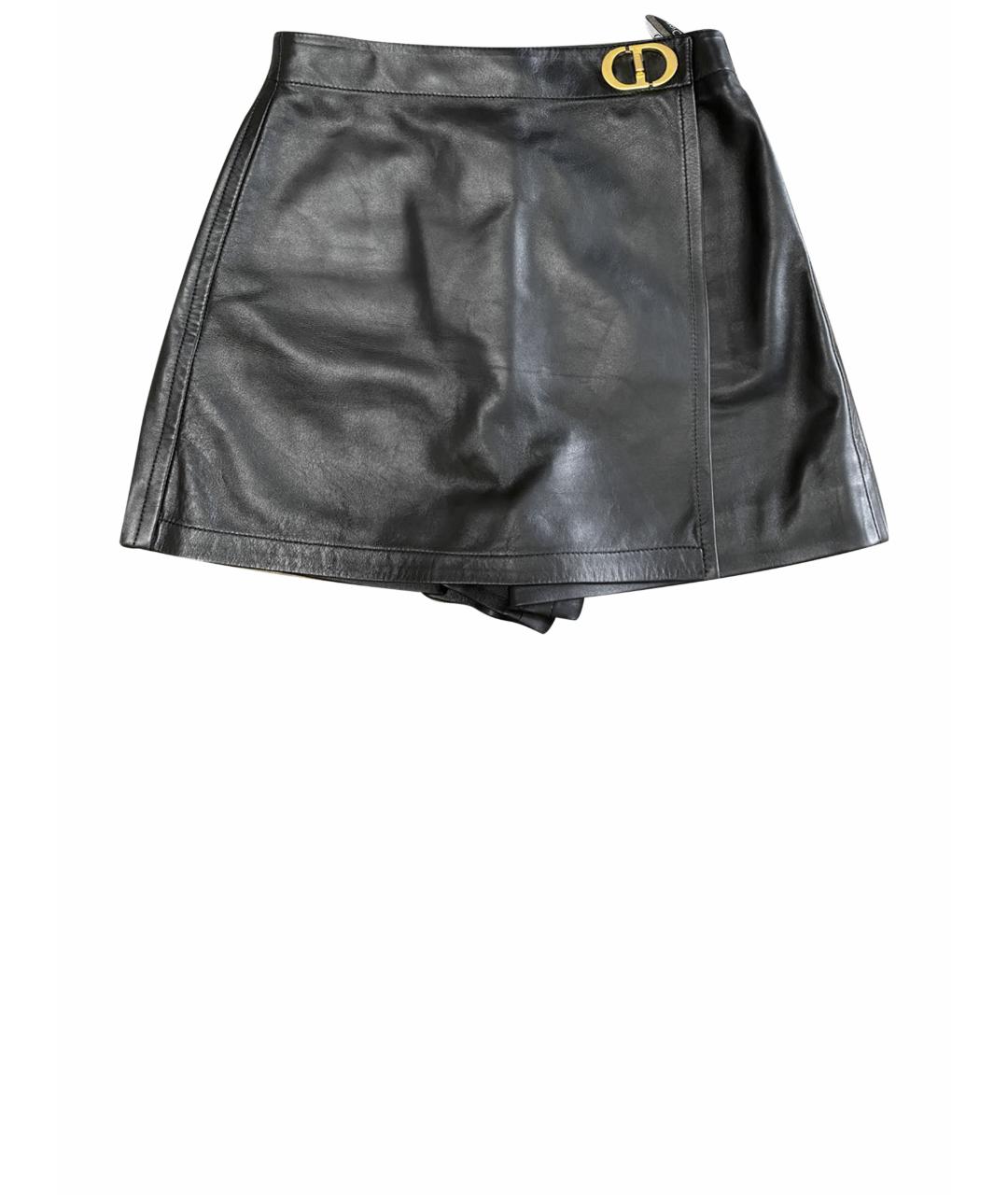 CHRISTIAN DIOR PRE-OWNED Черная кожаная юбка-шорты, фото 1