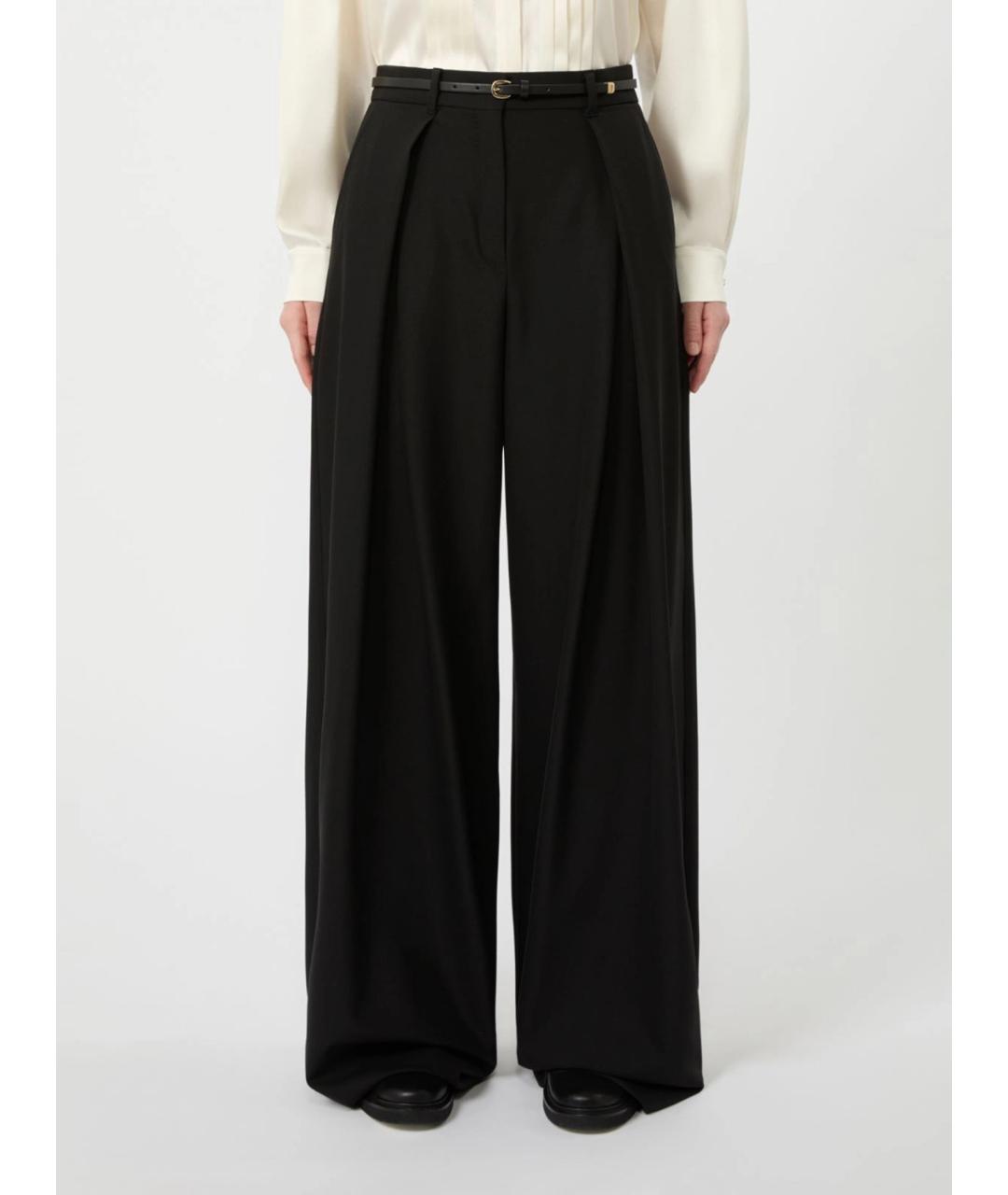 MAX MARA STUDIO Черные шерстяные брюки широкие, фото 3