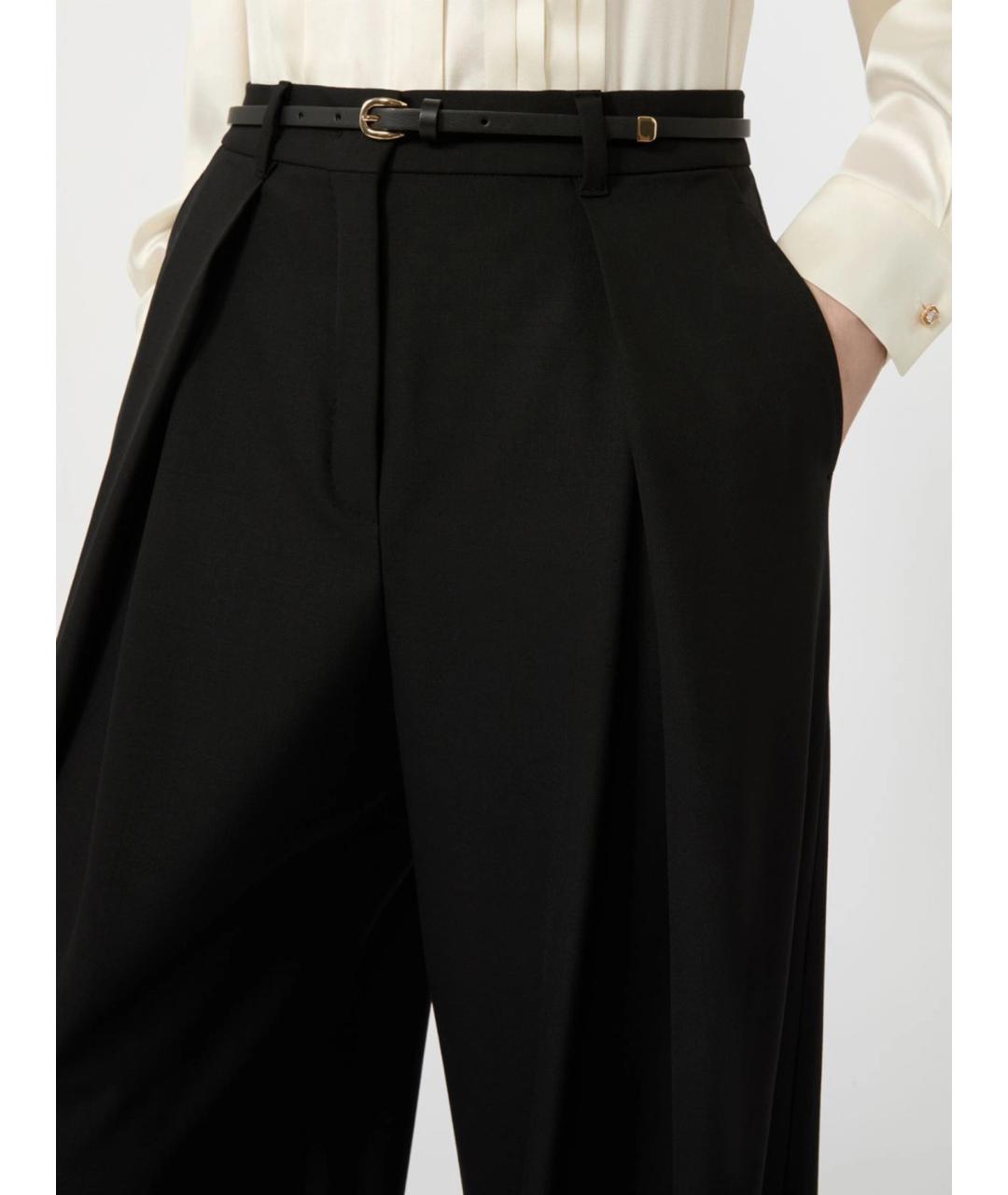 MAX MARA STUDIO Черные шерстяные брюки широкие, фото 5